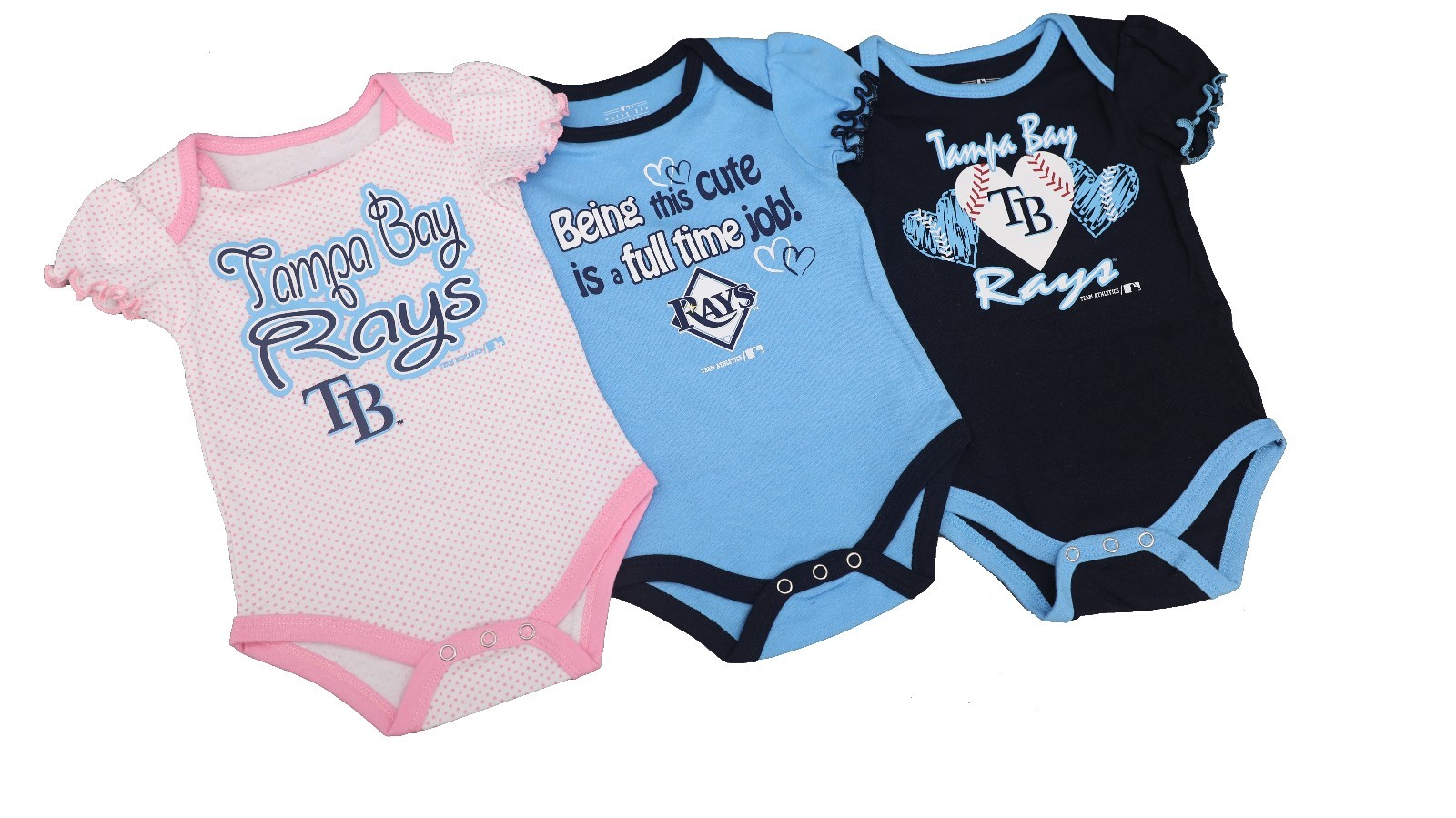 Tampa Bay Rays Official MLB Baby Infant Size Girls 3 Piece Creeper
