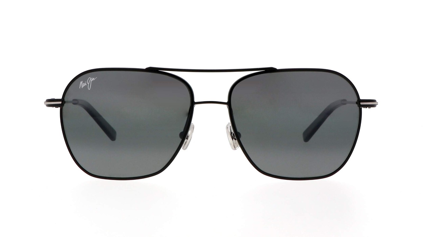 Pre-owned Maui Jim Mano 877-02 Grey Mano Black Silver Stripe / Neutral Bi-gradient Lens In Gray