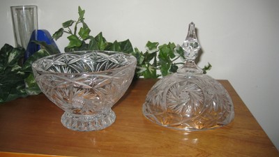 LEAD CRYSTAL CANDY DISH WITH LID FINIAL