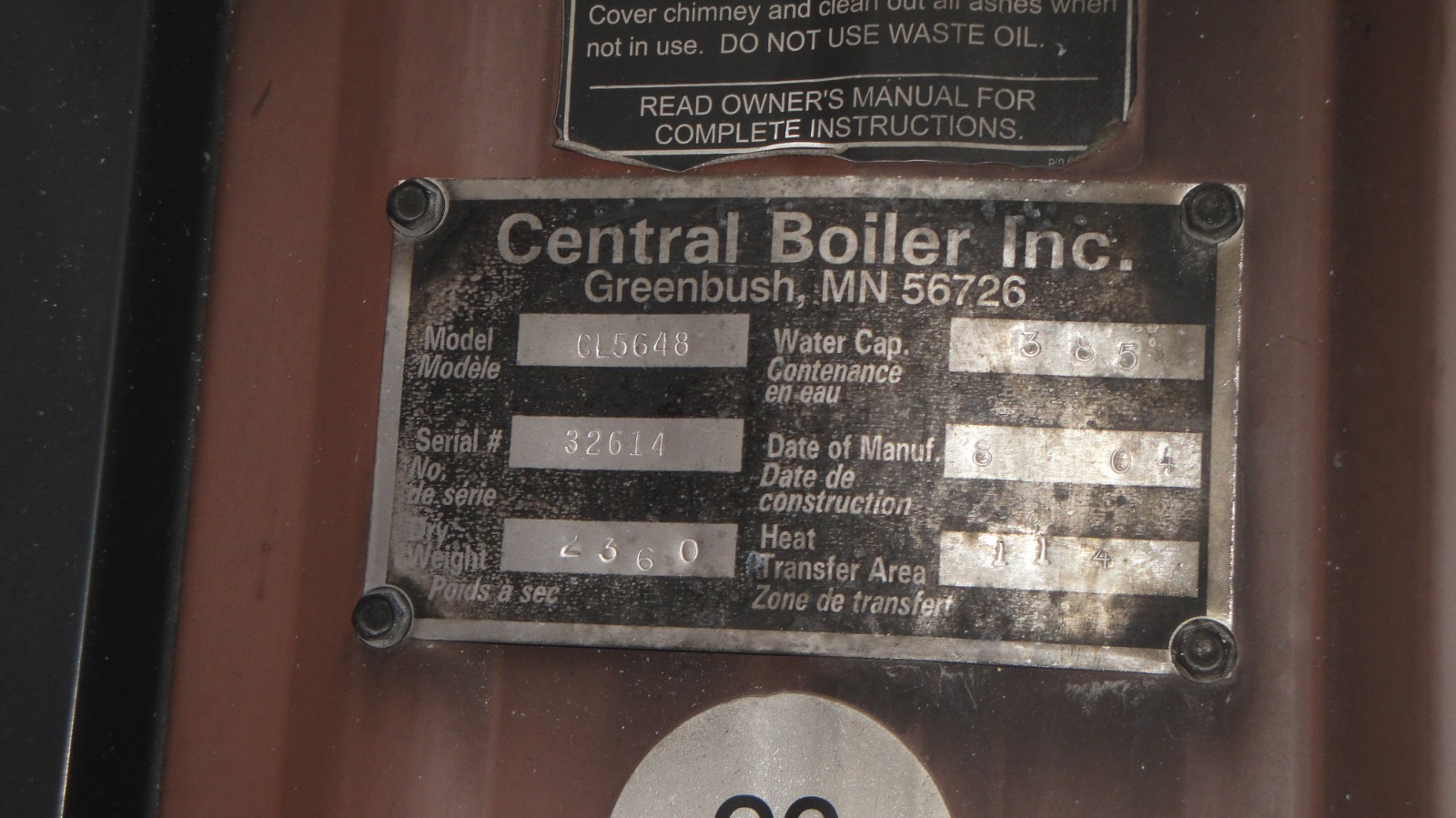 Central Boiler Outdoor Wood Furnace Model CL 5648 Ready To Work!