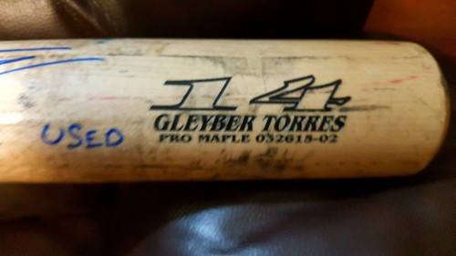 Gleyber Torres Game Used Signed Auto Inscribed 1 Of 1 Bat JSA Yankees