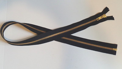 28 inch Black & Brass Metal #5 YKK Zipper Separating New!