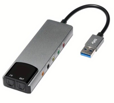 Premium USB 5.1 Surround Sound Card With Optical Audio In/Out For PC Mac