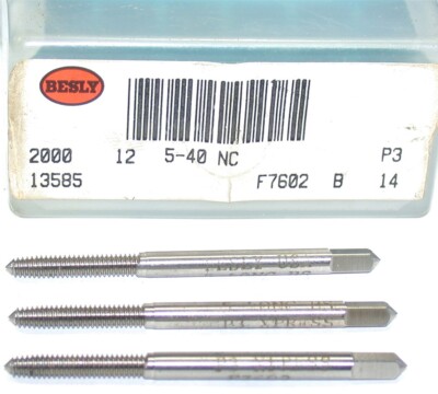 Lot of 3 Besly F7602 5-40 NC Plug Taps New 