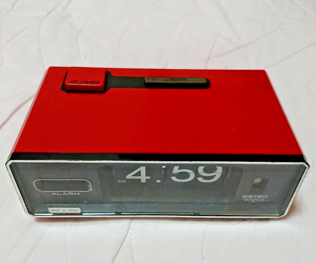 Seiko Flip Flap Battery Alarm Clock QN401T Vintage Space Age