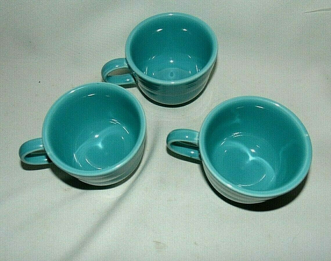 Fiestaware Coffee Cups Turquoise Modern LLD Date Mark