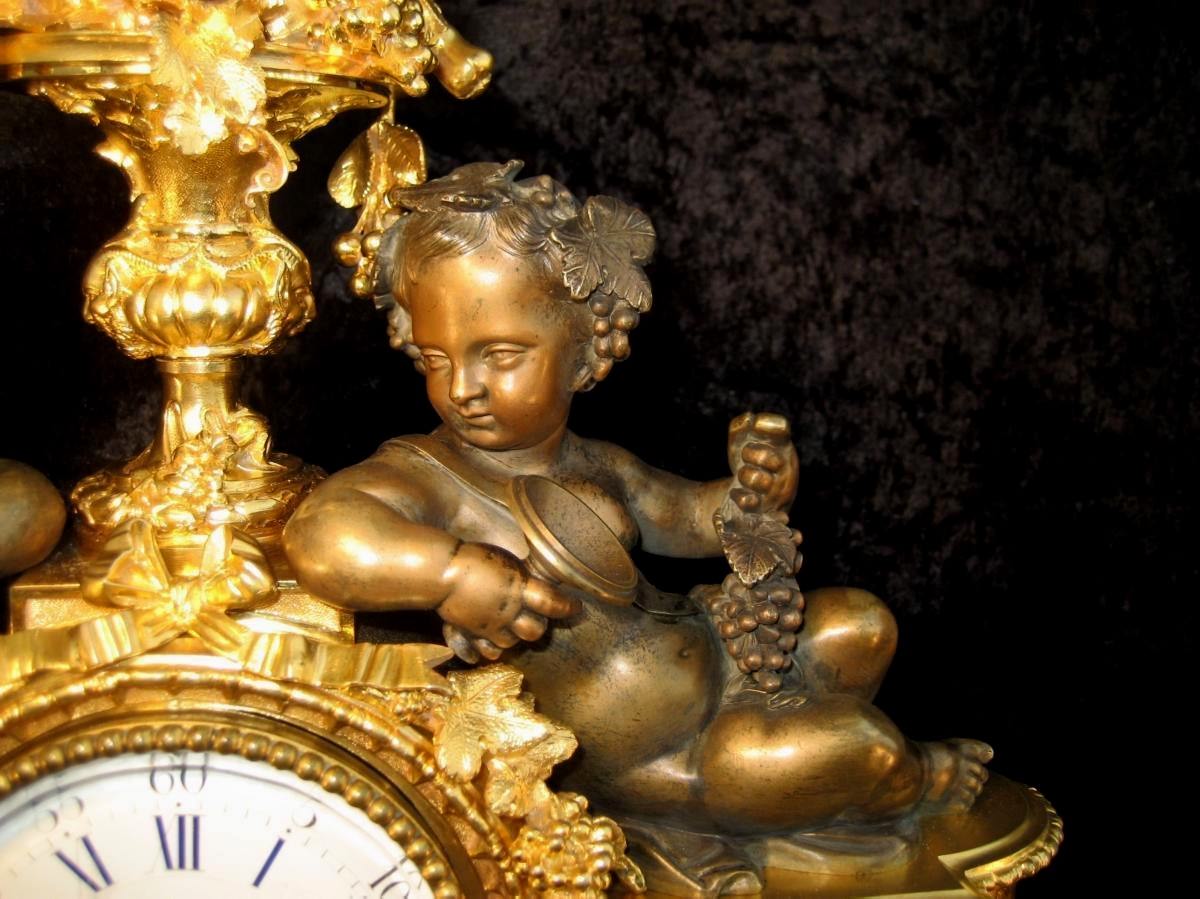 Important Pendulum Gilt Bronze 19th century Amazing  Clock