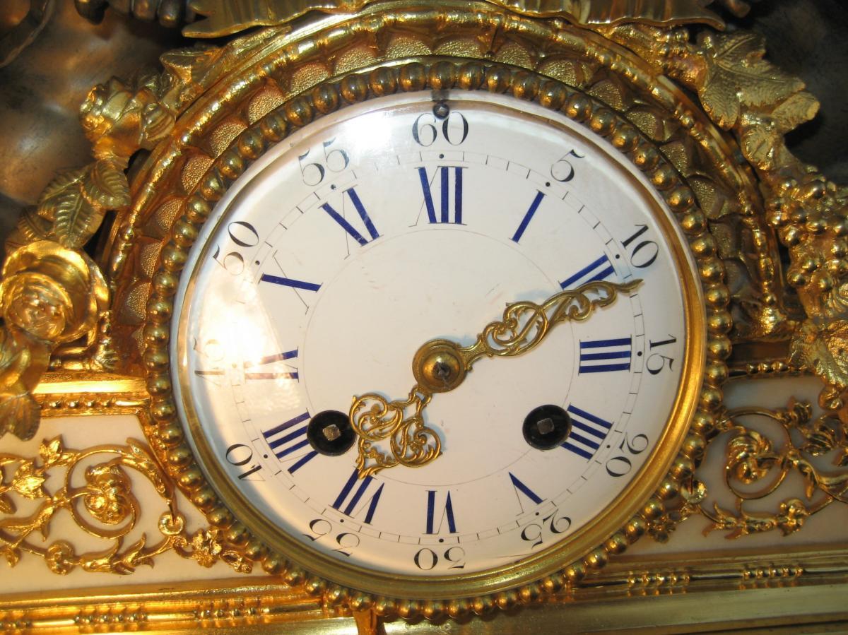 Important Pendulum Gilt Bronze 19th century Amazing  Clock
