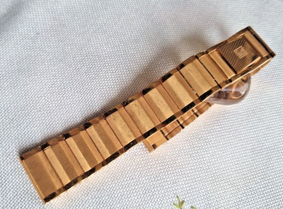 Bracelet de montre VINTAGE Sigle M acier Inoxydable Plaqu OR Fermoir Clip 18 mm