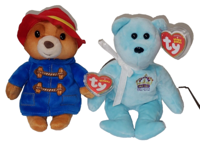 Ty Beanie Baby Queen Elizabeth II Paddington Bear UK Exclusives NEW MWMTs