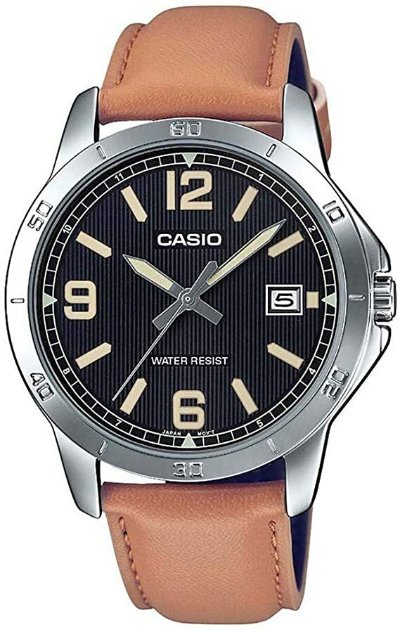 Casio Mtp-V004l-1b2udf Orologio Uomo Pelle Marrone Data 40mm lac