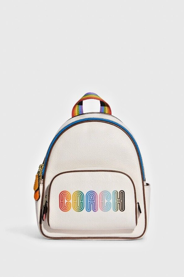 NWT Coach Mini Court Signature Rainbow Logo Chalk Multi Pride Backpack CA624