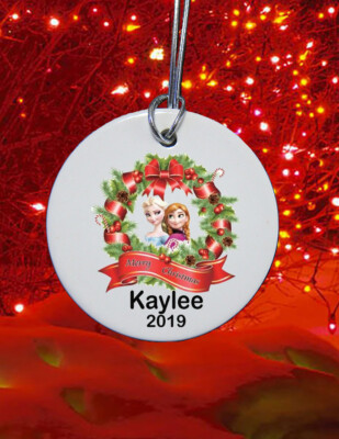 3'' ceramic Frozen Elsa Anna Christmas Ornament  2022 custom personalized