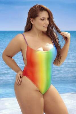 Plus size rainbow bathing suit sale