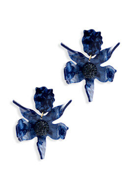 Lele Sadoughi Sculptural Crystal Lily Earrings Dark Blue