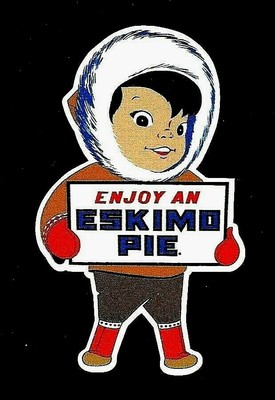 ''ENJOY AN ESKIMO PIE'' Boy Vinyl Sticker Decal ICE CREAM advertsing