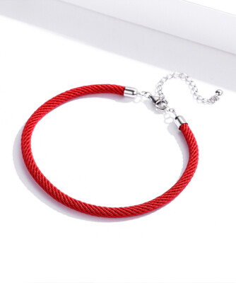 BAMOER Red rope Bracelet With S925 Sterling silver buckle With Best blessing