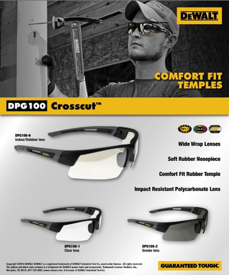 Dewalt DPG100- Crosscut  Safety  Lens Protective Safety Glasses/ Choose Color