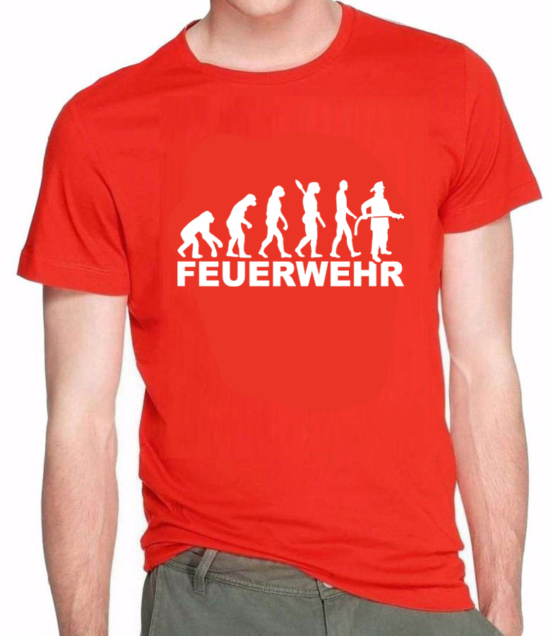 FEUERWEHR FIREFIGHTER EVOLUTION SHIRT TSHIRT SPRÜCHESHIRT PARTYSHIRT ROT S3XL