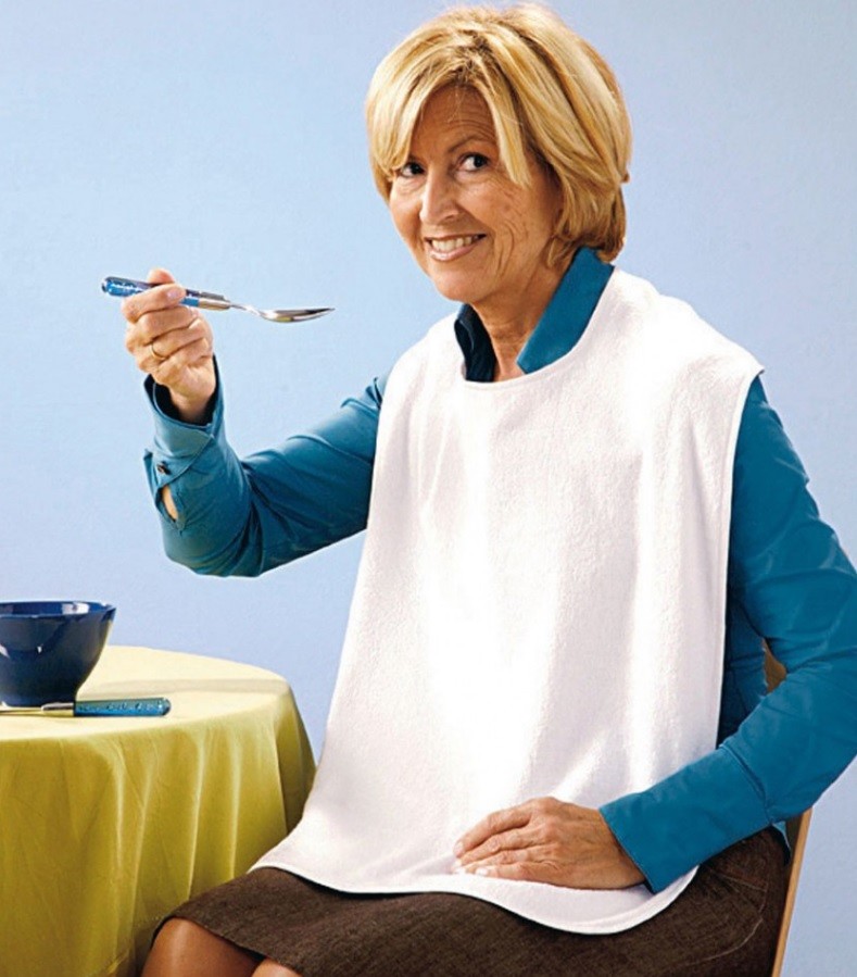 Bavaglino Bavaglio Bavetto Bavero Per Adulti Anziani Bianco 60x40cm dfh