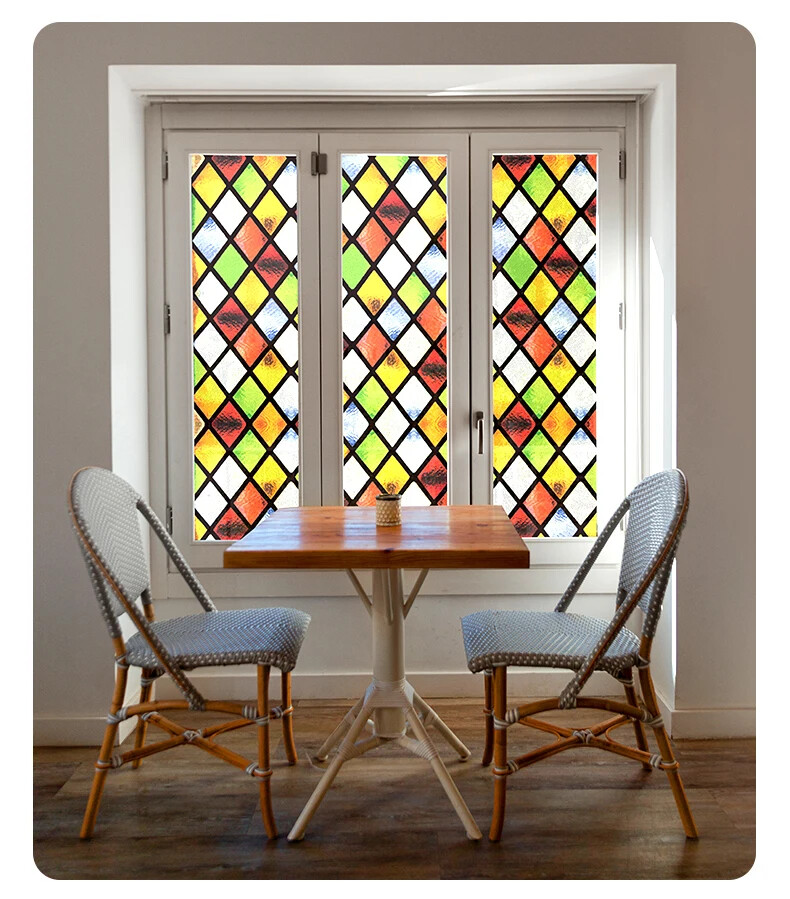 Retro Static Cling Privacy Translucent Window Film Frosted Stained Glass Sticker