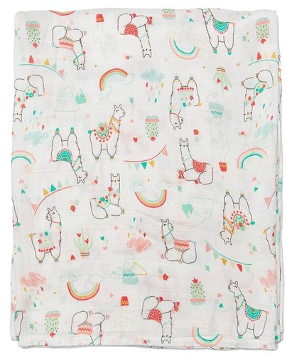 Loulou Lollipop Soft Baby Swaddle Blanket Muslin Wrap Llama 47”x47”