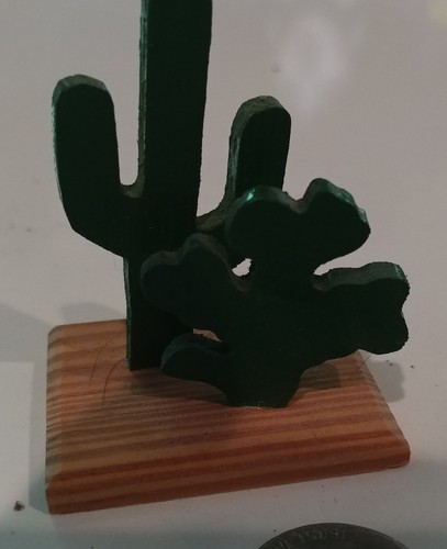 American indian wood carving Cactus signed