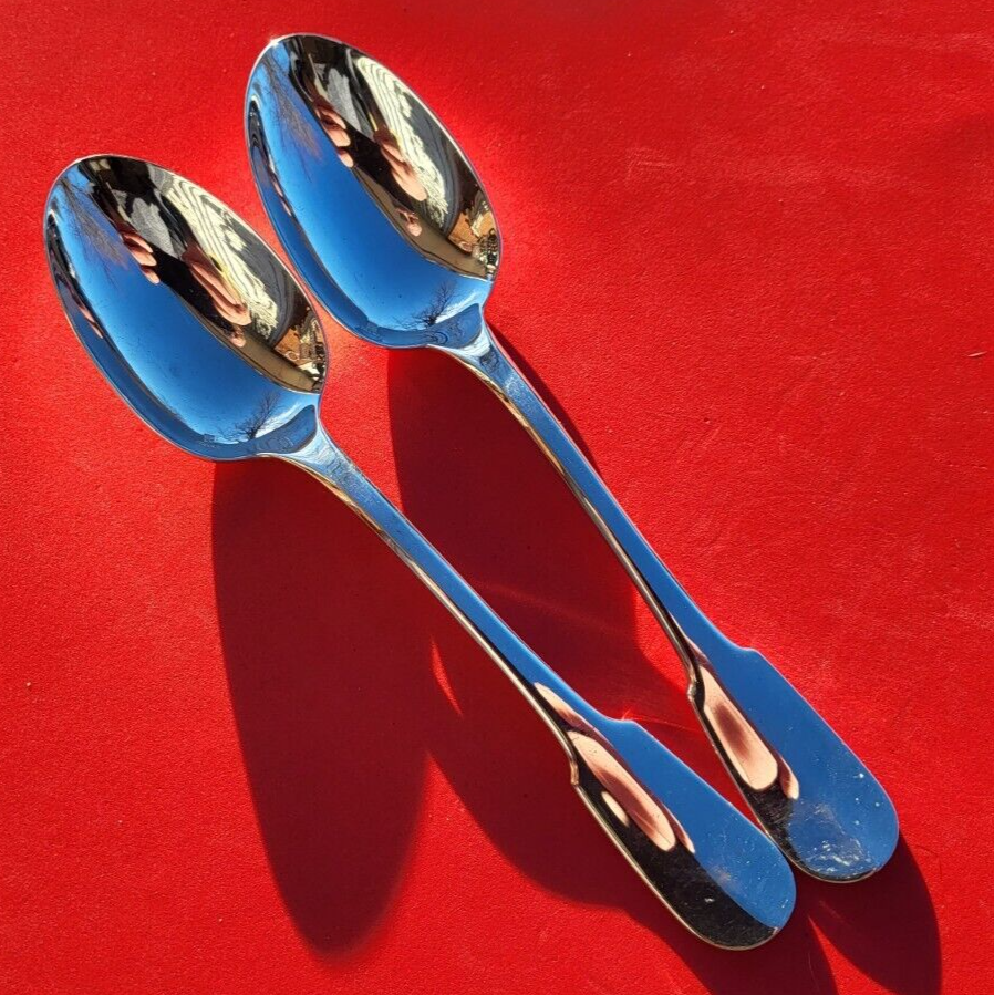 CHRISTOFLE CLUNY Place/Oval Soup Spoons 7 1/2" Set of 2 Silv