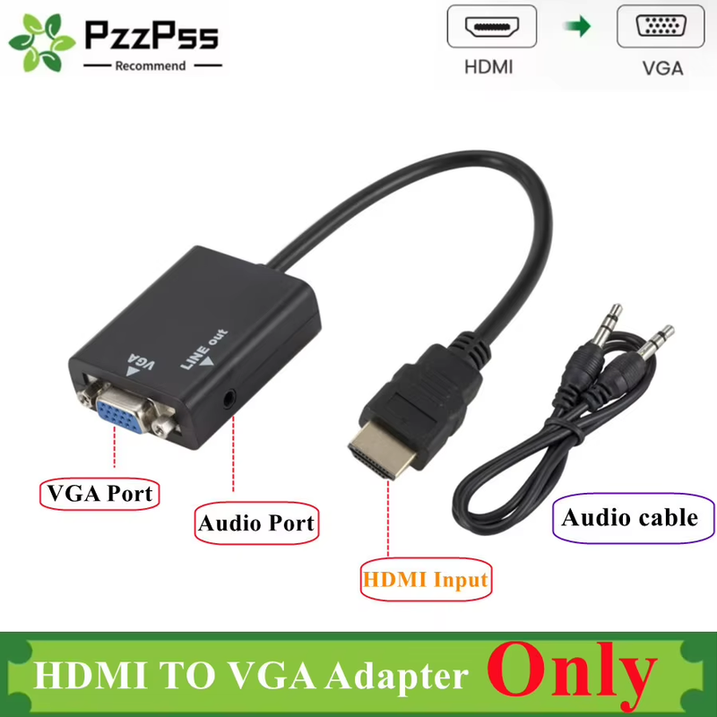Adapter HDMI-compatible TO VGA With Audio HDTV Male To VGA Female Converter Port