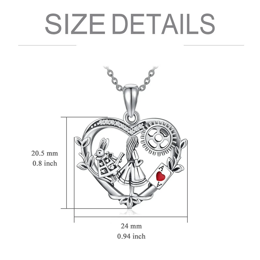 Alice In Wonderland Jewelry Silvery Heart Pendant Necklace Earrings Keaychain