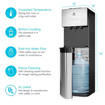 Water cooler bottom cheap loading self cleaning