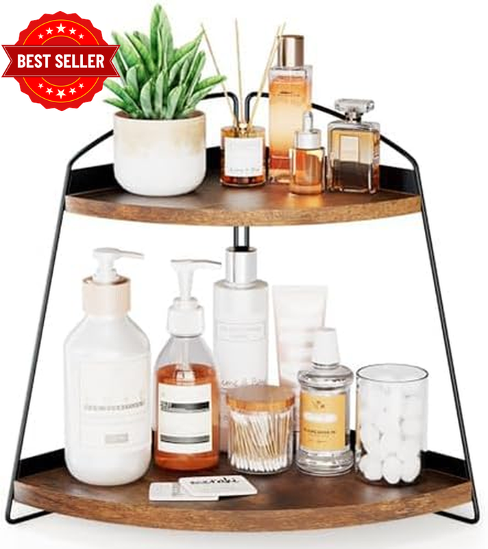 Corner Bathroom Counter Organizer, 2 Tier Corner Countertop Organizer Vanity She