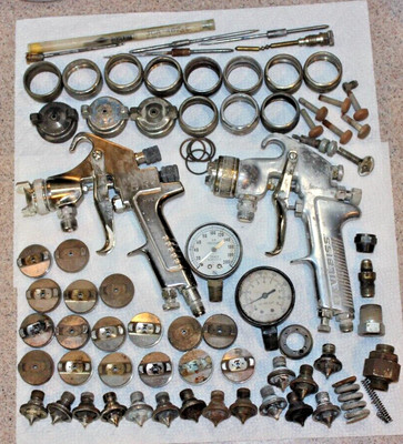 HUGE LOT of 96 PIECES   2 AIR SPRAY GUNS   DEVILBISS & HVLP + 94 ADDL PCS