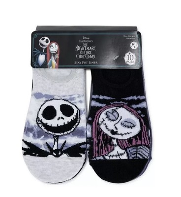 Disney The Nightmare Before Christmas 10 Pair Stay Put Liner Socks Shoe SZ 4-10