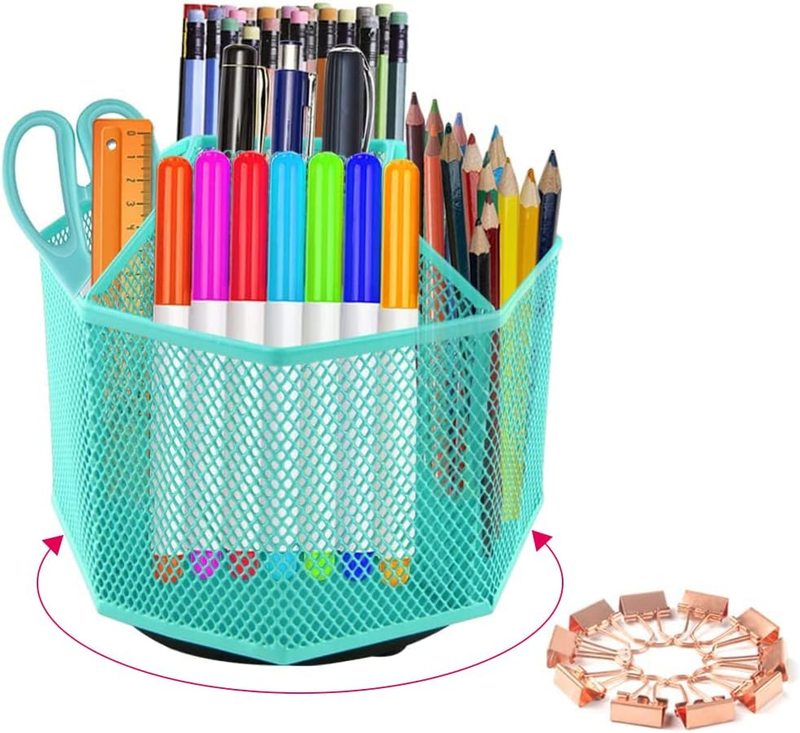 Rotating Pencil Holder  Pen Holder Desk  360 Degree Rotating Pen Caddy (Green)