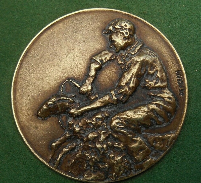 Medaille Bronze Tonte Mouton Laine Ovin Par De Herain 46 Mm 48 G  NÂ° 1