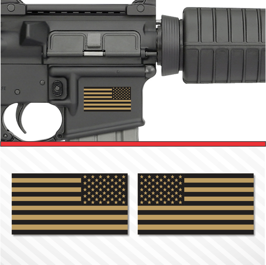2X American Flag Flat Dark Earth Sticker Vinyl Decal AR-15 Lower Tactical F...