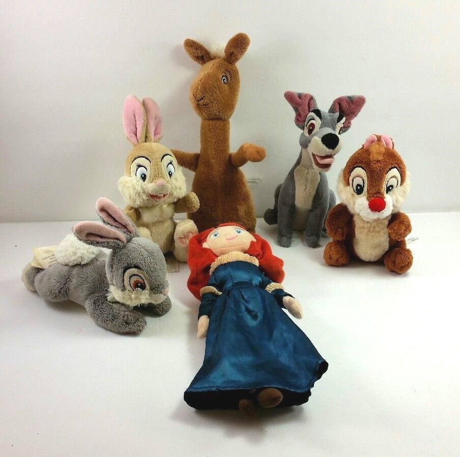 Lot Of 12 Disney Plush Animals Thumper Dumbo Rabbit Kanga Roo Stuffed Animals