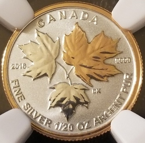 2016 Canada: 1/20 oz $1 Historic Reign, Gilt Maple Leaf, Reverse Proof, NGC PF69
