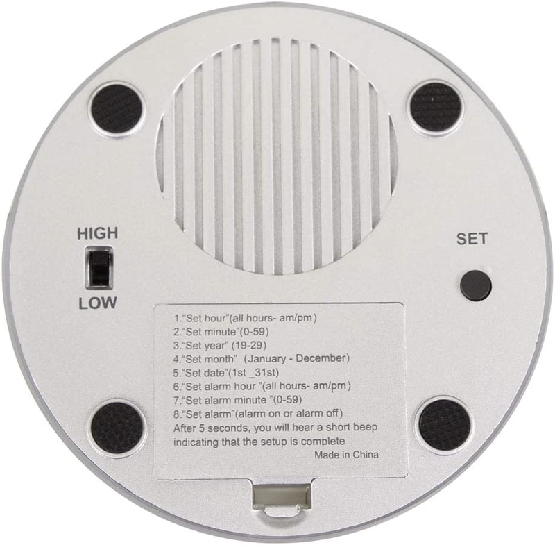 Extra Large Talking Alarm Clock for Blind, Time Date Week Announcer, Red/Silver
