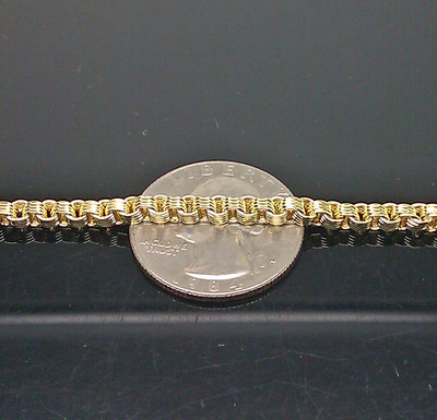 Pre-owned Globalwatches10 Real 10k Yellow Gold Byzantine Box Chain Necklace 26"inches Men