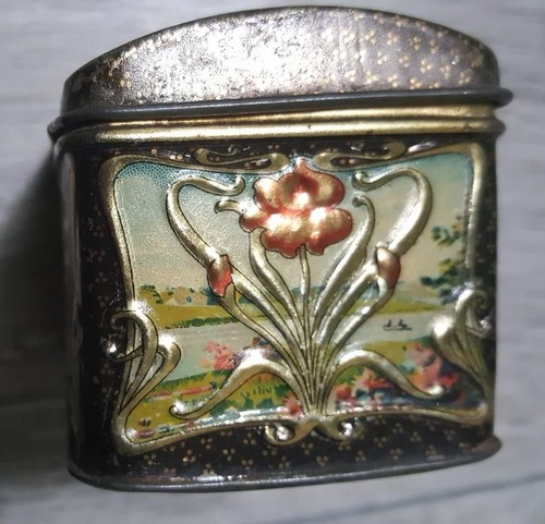 Antique 1842 Russian Popov Brothers Tea Caddy Box hand painted WOW TIN VINTAGE