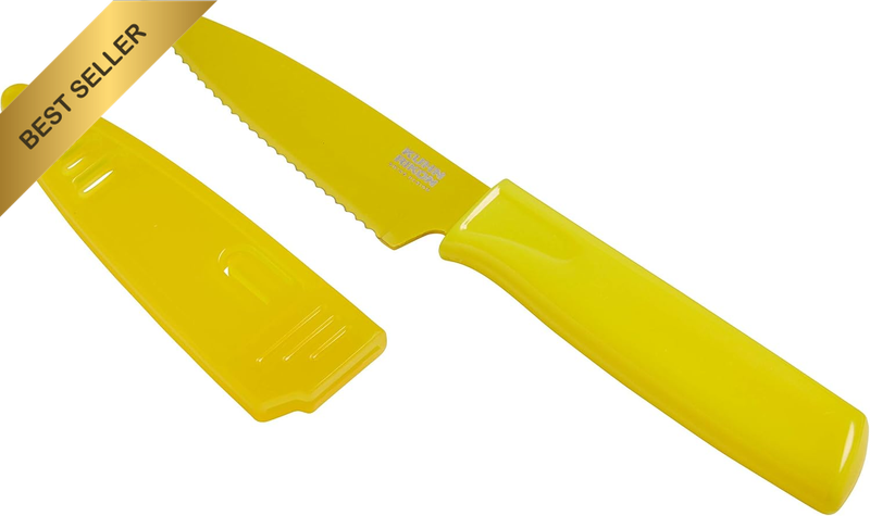 Colori Non-Stick Serrated Paring Knife with Safety Sheath, 4 Inch/10.16 Cm Blade