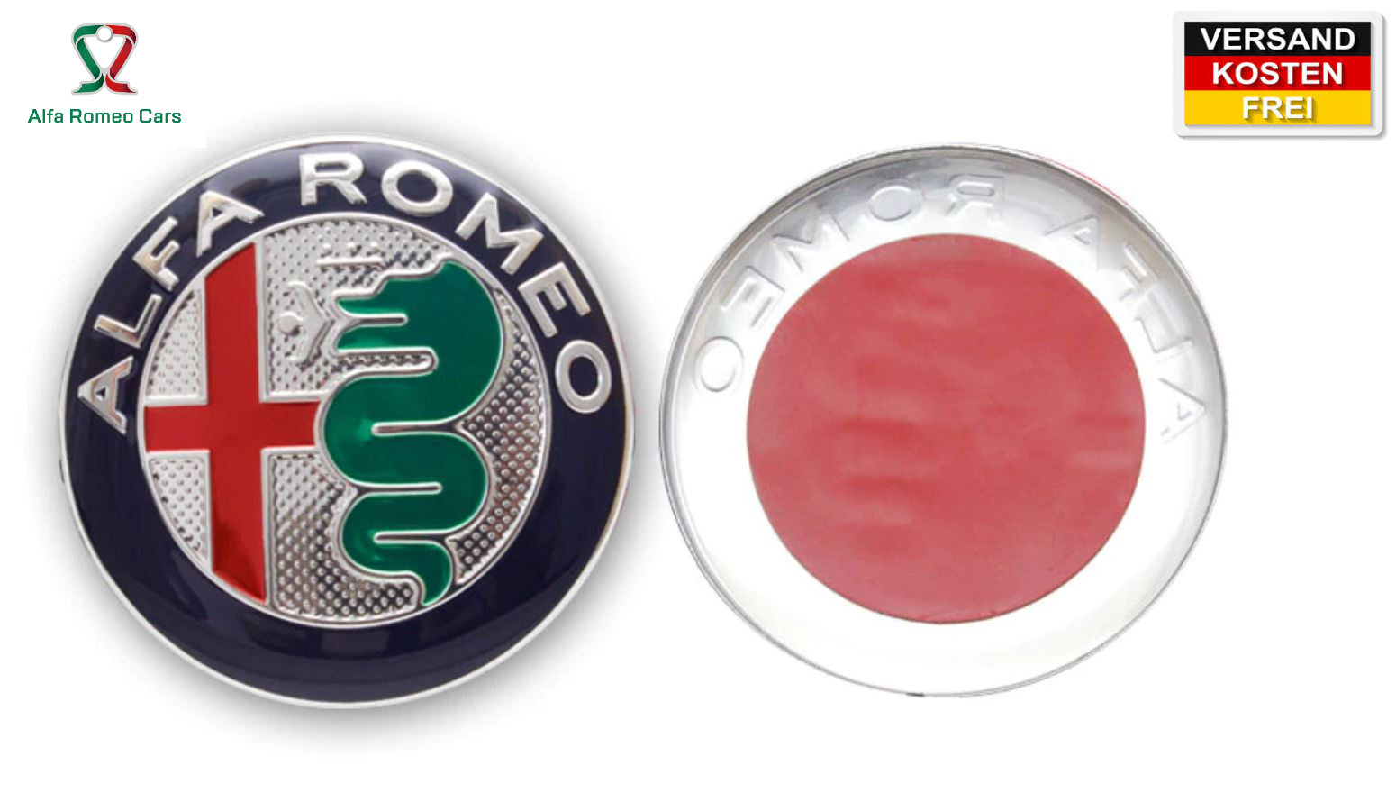 2x Alfa Romeo Emblem Rot 74 Mm Front Heck Scudetto 147