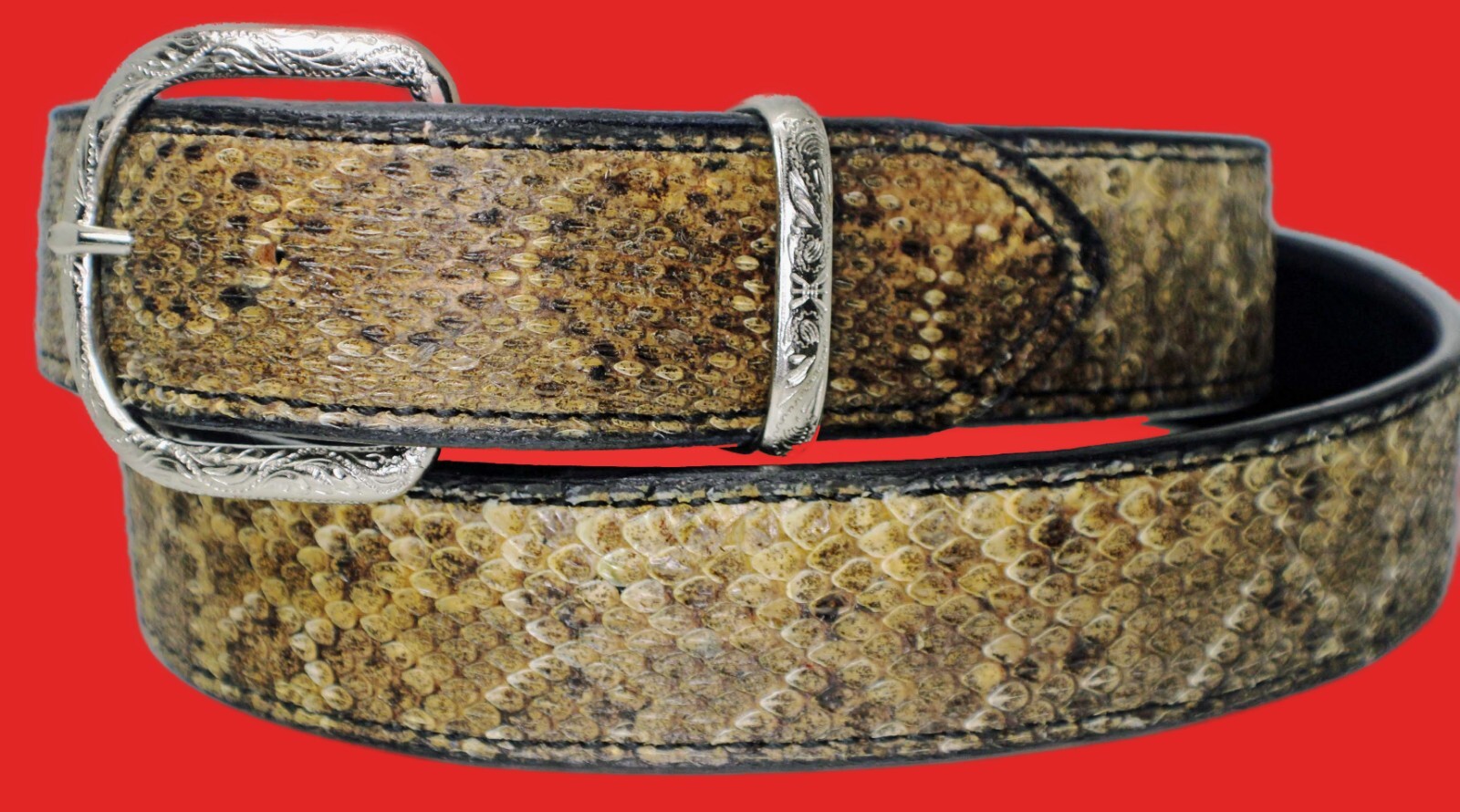 Pre-owned Handmade Mens Leather Belts Custom  Rattle Snake Belt With Silver Color Buckle