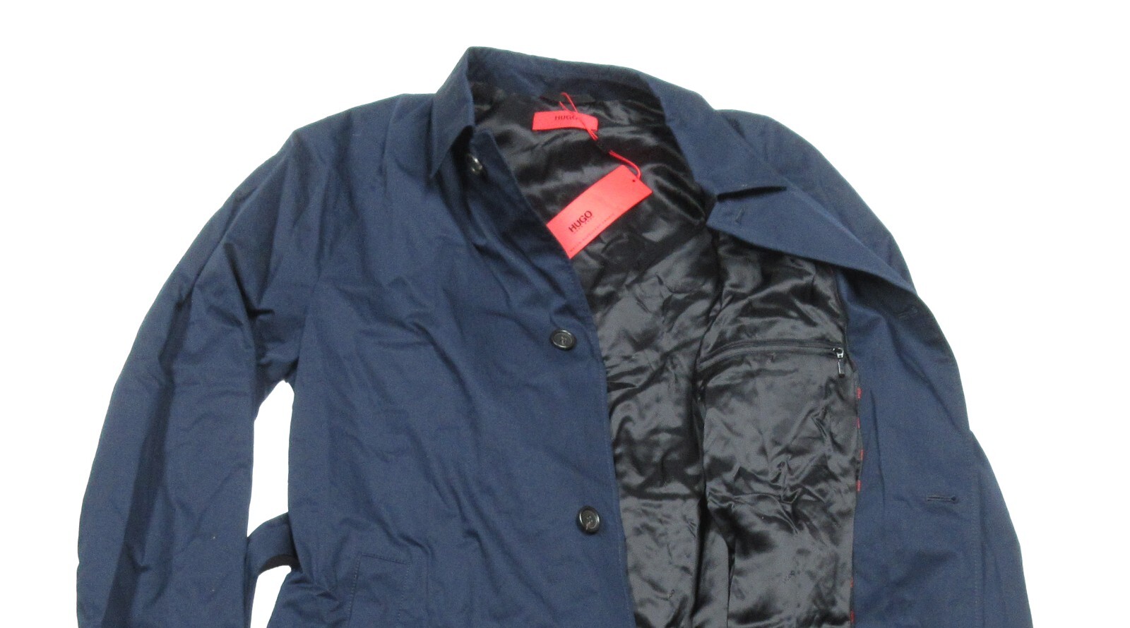 Pre-owned Hugo Boss Red Label Men's Navy Marco 1941 Belted Trench Coat $445 In Blue