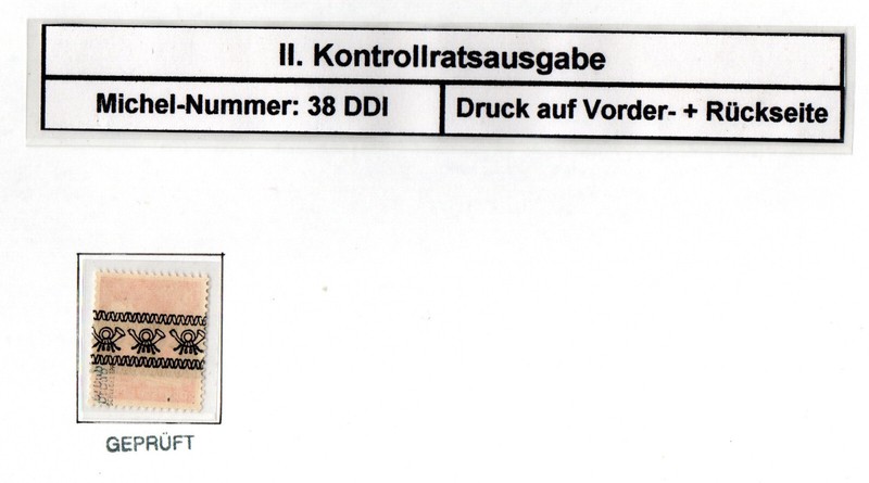 All.Besetzung 1948:  Mi.-Nr.  38 Dd I Gepr.:  Kontr.Ausg. Band       (D004)