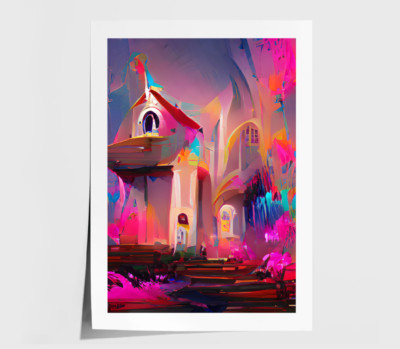Colorful Print, City Wall Art, Watercolor Framed Vector Wall Art, Oil Painting
