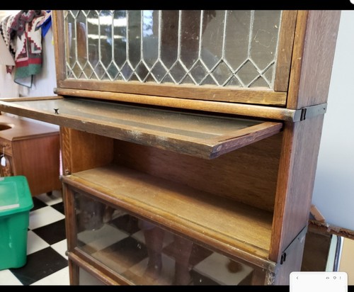 Antique Globe Wernicke Oak Barrister Bookcase w/Leaded Glass 4 stack