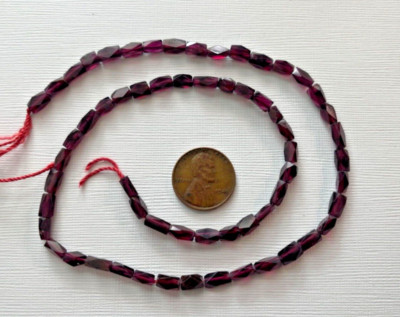 VINTAGE GENUINE FACETED 8X4 MM BARREL SHAPE GARNET STRAND 14'' BELOW WHOLESALE!!!